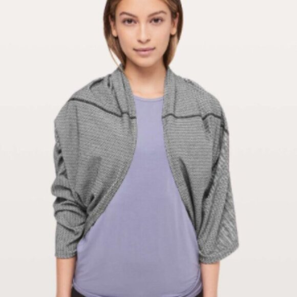 Lululemon Heathered Herringbone Heathered Black White Scarf NEW NO TAG - Picture 5 of 6